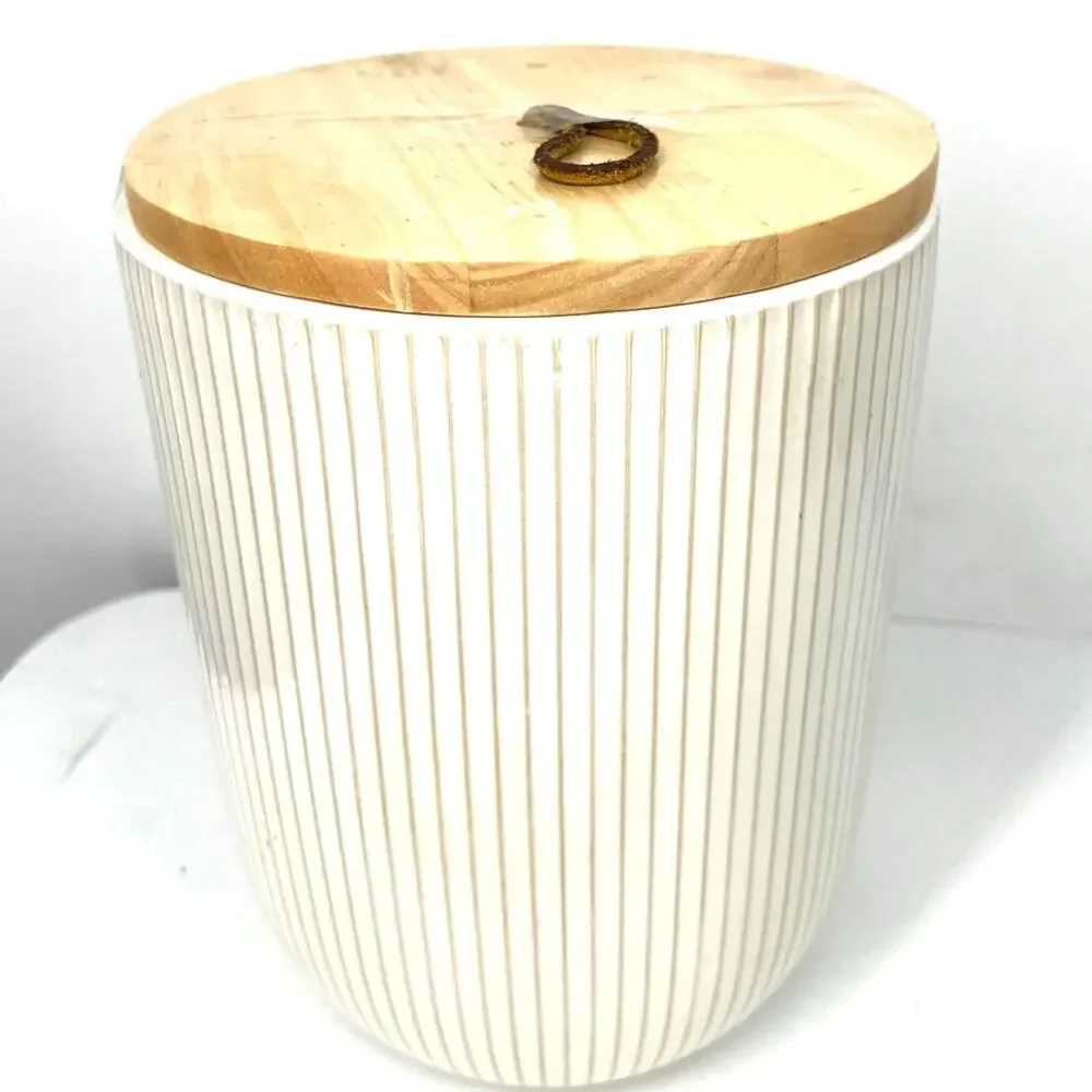 West Elm Textured Kitchen Canister Large Lidded Jar Pantry Storage Table Decor